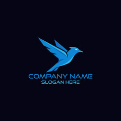 Bird Vector Icon Template Logo Design With  Blue Color