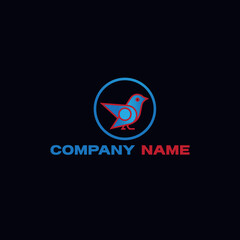 Bird Vector Icon Template Logo Design With  Blue Color