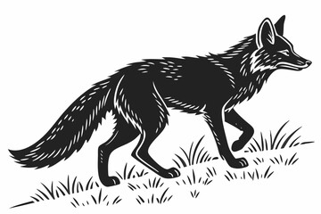Obraz premium fox sihouette black vector
