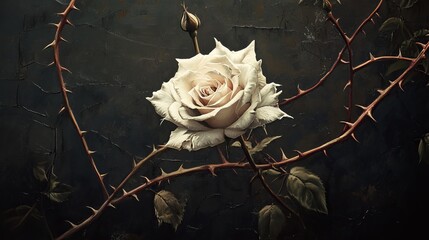 white thorn rose design