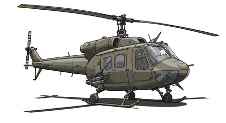 Helicopter Illustration on White Background Transport Theme