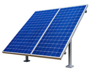  Single Tilted Blue Solar Panel with Mounting Frame, Isolated on Transparent Background PNG