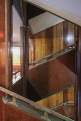 Opulent Art Deco interior architecture inside lobby, atrium or foyer on historic ocean liner style...