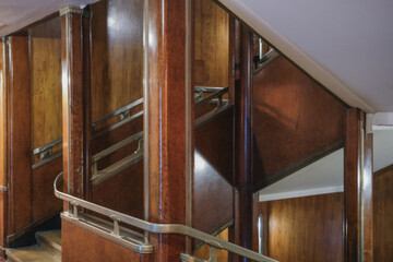 Opulent Art Deco interior architecture inside lobby, atrium or foyer on historic ocean liner style...