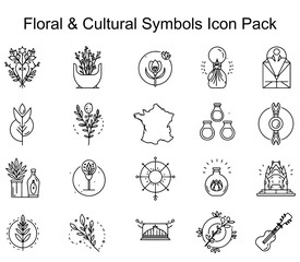Fototapeta premium Floral & Cultural Symbols Icon Pack