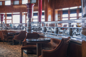 Cozy living room atmosphere inside cafe café coffee shop bar lounge bistro onboard luxury historic...