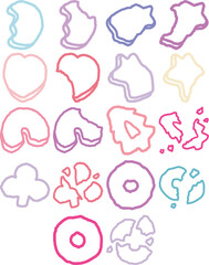 cute hand drawn cereal pieces vector set outline cracking cereal crunch illustrations playful cartoon food graphics colorful snack