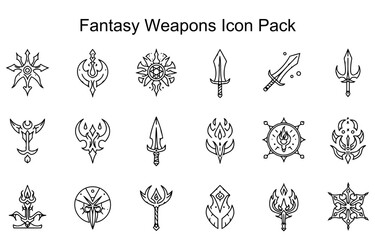 Fototapeta premium Fantasy Weapons Icon Pack