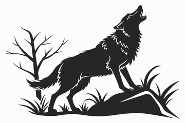 wolf sihouette black vector