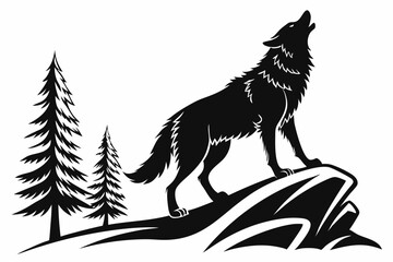 wolf sihouette black vector