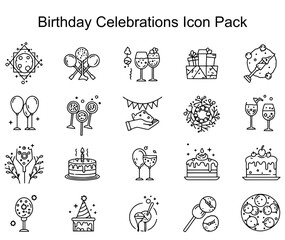 Fototapeta premium Birthday Celebrations Icon Pack