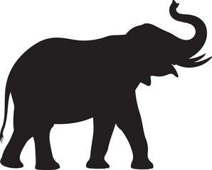 Obraz premium Walking Elephant with Raised Trunk SilhouetteMother and Baby Elephant Vector SceneDecorated Indian Elephant Silhouette DesignElephant in Savannah Vector ArtElephant Herd Silhouette at Sunset