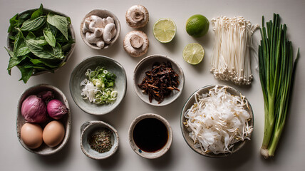 Fresh ingredients for delicious noodle dish