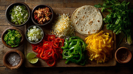 Fresh ingredients for tacos arranged beautifully