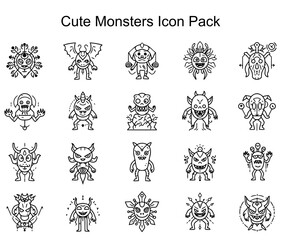 Obraz premium Cute Monsters Icon Pack