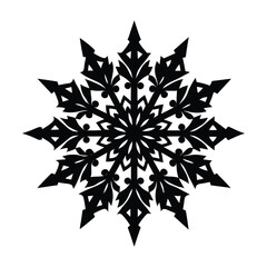 Intricate and detailed symmetrical snowflake silhouette design perfect for winter holiday celebrations and festive graphic projects