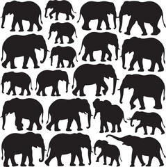 Walking Elephant with Raised Trunk Silhouette

Mother and Baby Elephant Vector Scene

Decorated Indian Elephant Silhouette Design

Elephant in Savannah Vector Art

Elephant Herd Silhouette at Sunset