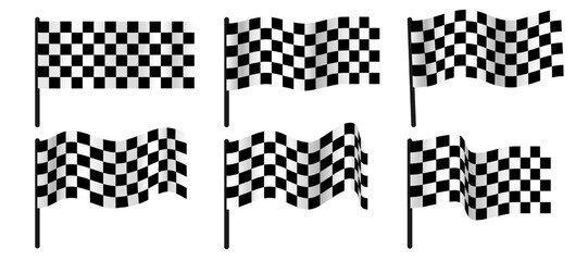 Ser of crossed checkered racing flags, symbolizing Formula or motorsport championships. Simple and iconic design, isolated on a white background. Vector EPS10