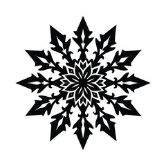 Intricate and detailed symmetrical snowflake silhouette design with a classic elegant appeal for winter celebrations and frosty themes
