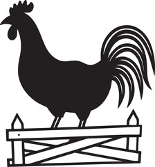 Rooster Silhouette on Farm Fence  icon 