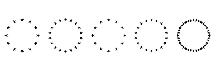 Circle star pattern border decoration emblem outline badge element icon vector illustration for graphic frame label design template set.