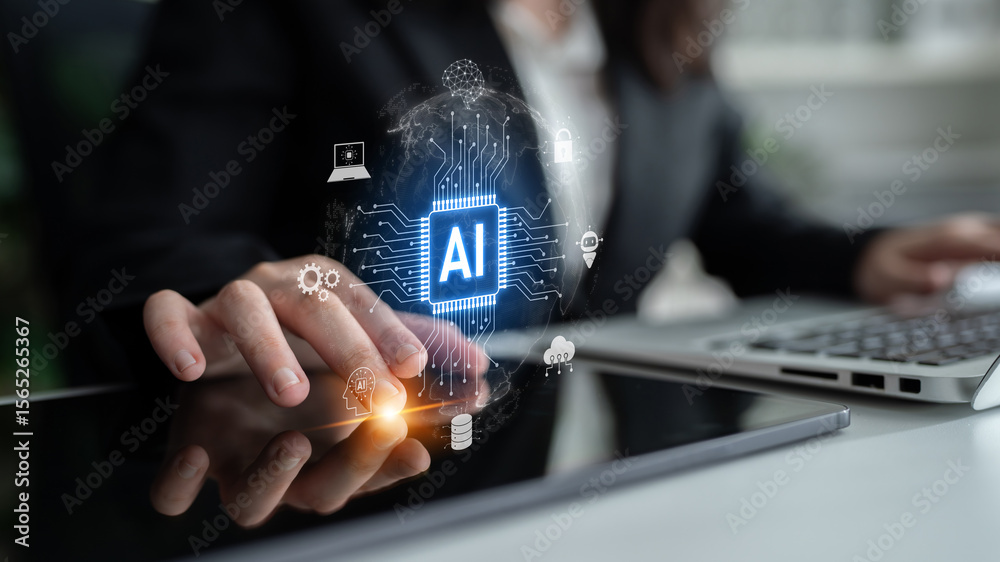 Poster global ai artificial intelligence transforms ai technology worldwide. global artificial intelligence