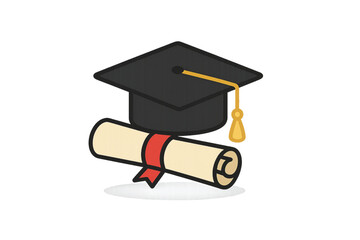 graduation cap and diploma