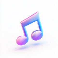 A purple and blue music note with a pink stem