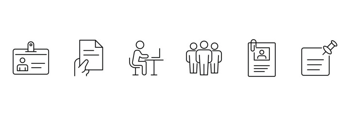 Employee badge identity document team management note pin workspace paper profile icon vector illustration for office business use.