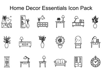 Naklejka premium Home Decor Essentials Icon Pack