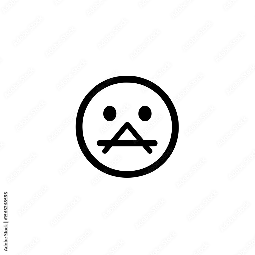 Poster vector icon of face with triangular mouth expressing unique emotions and abstract design