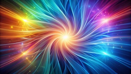 Fototapeta premium Abstract Swirling Light Rays, a Vibrant Cosmic Nebula with Glowing Stars and Energetic Spectral Hues