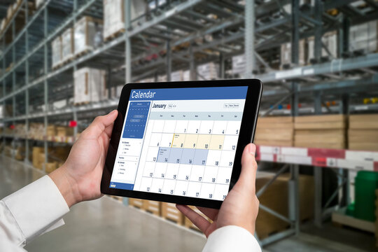 Calendar on computer software application for schedule planning for personal organizer and online business snugly