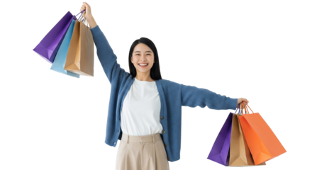 young woman with shopping bags