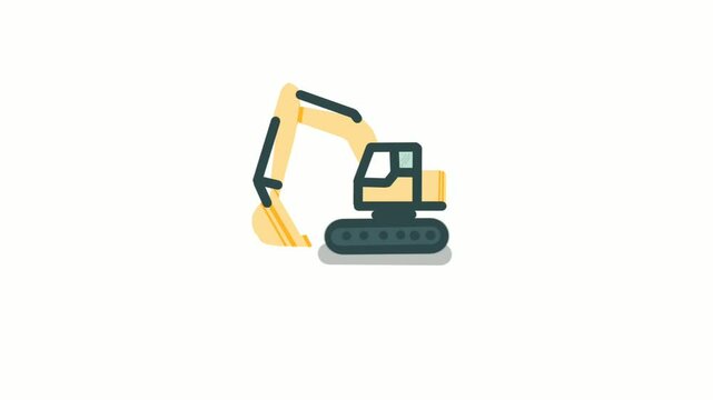 illustration of a flat icon of a cement mixer truck in yellow and dark gray with a minimalist cartoon style. Suitable for children's education, coloring books, construction infographics, app design, o