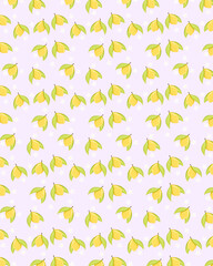 seamless lemon with flowers for wallpaper background. cute hand drawn for printable or wrapping