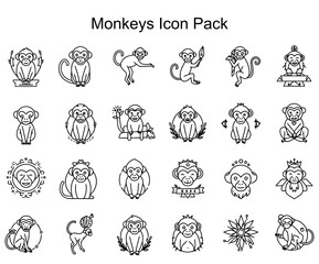 Obraz premium Cute Monkey Icons