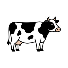 Black and White Holstein Dairy Cow Vector Illustration