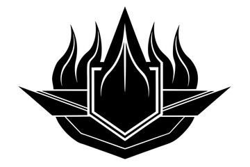 Flaming Lotus Emblem &ndash; Abstract Sacred Fire Symbol Design in Black