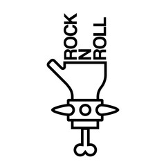 Rock n Roll Hand Gesture Vector Outline, Spiked Bracelet with Bone isolated on white background, Music Graphic, Concert Merch Design, Rebel Attitude Symbol, Band Logo Element, Rock Fashion Apparel Art