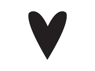 Vector isolated one single simple doodle heart vertical  colorless black and white outline silhouette shadow shape stencil solid black

