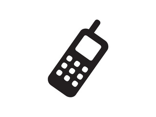 Vector isolated one single retro vintage mobile phone  transmitter colorless black and white outline silhouette shadow shape stencil solid black
