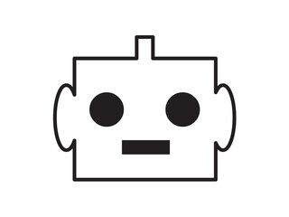 Vector isolated square box robot head mask colorless black and white contour line easy drawing