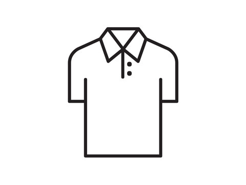 Vector isolated one single simple minimal white polo t shirt  icon colorless black and white contour line easy drawing