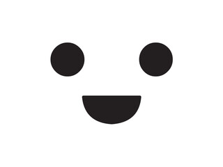 Vector isolated one single simple face with round eyes and smiling mouth colorless black and white outline silhouette shadow shape stencil solid black