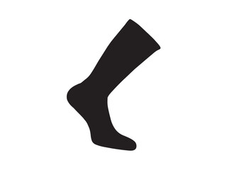 Vector isolated one single simple black sock colorless black and white outline silhouette shadow shape stencil solid black