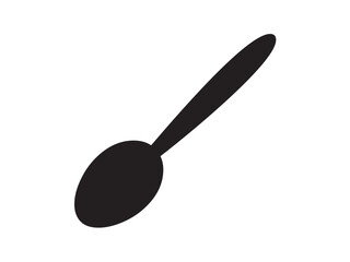 Vector isolated one single simple spoon colorless black and white outline silhouette shadow shape stencil solid black
