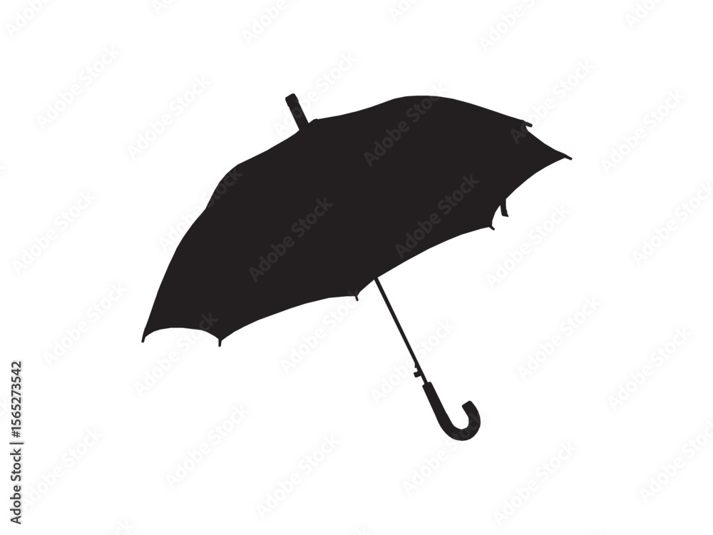 Poster vector isolated one single simple black open umbrella shadow shape colorless black and white outline