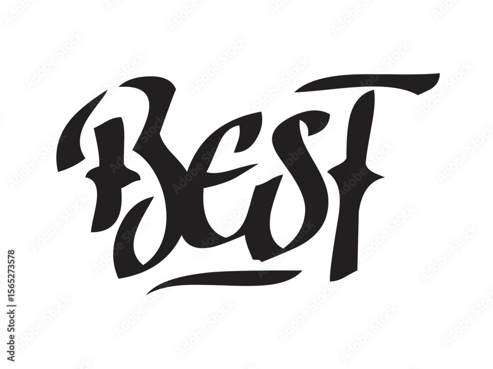 Fototapete vector isolated lettering word best text hand written marker style colorless black symbol icon logo 