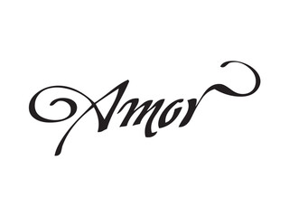 Vector isolated lettering word AMOR text hand written marker style colorless black symbol icon logo infographics on a white background simple minimal graphic element